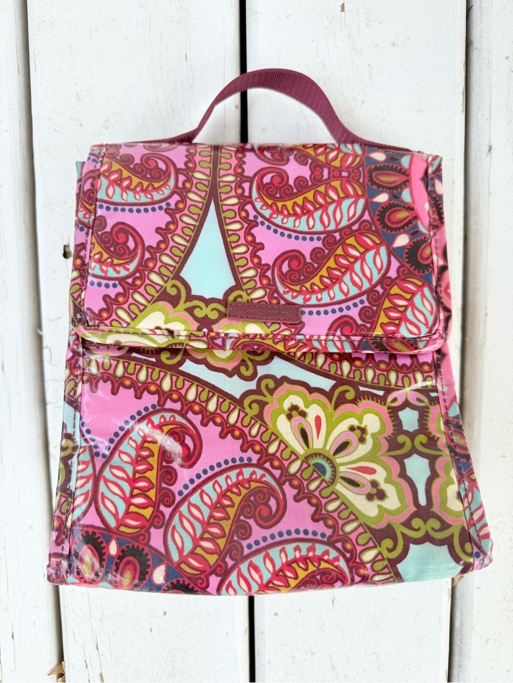 Vera Bradley Maroon Dark Paisley Wipeable Lunch Tote